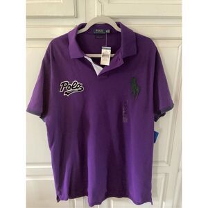 NEW Polo Ralph Lauren Polo Shirt Sz 2XLT Big Pony Cursive Polo Patch Purple